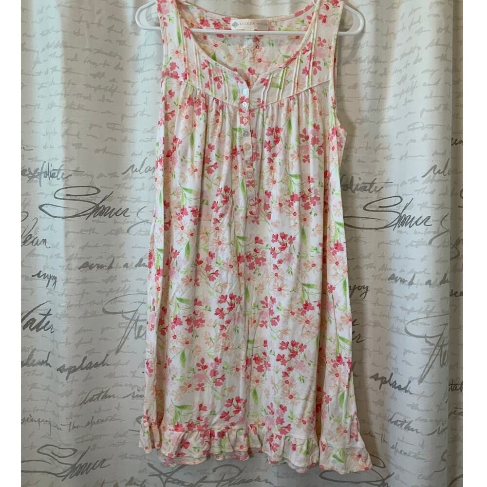 Eileen West Floral Modal Sleeveless Tank Nightgown Night Dress Women's Small S